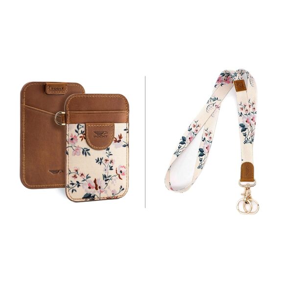 Bloom | Elastic Card Holder Wallet | POCKT® 3132 Slim Card Holder Wallet + Neck Lanyard for Keys Bundle | Bloom
